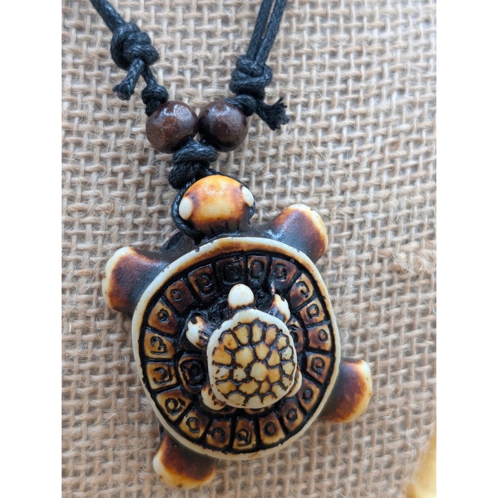 Sea Turtle Pendant Necklace Adjustable Cord Beach Boho Ocean Jewelry Adjustable